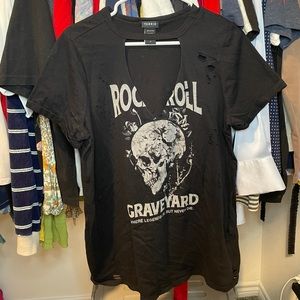 Oversized Graphic Cutout Tee